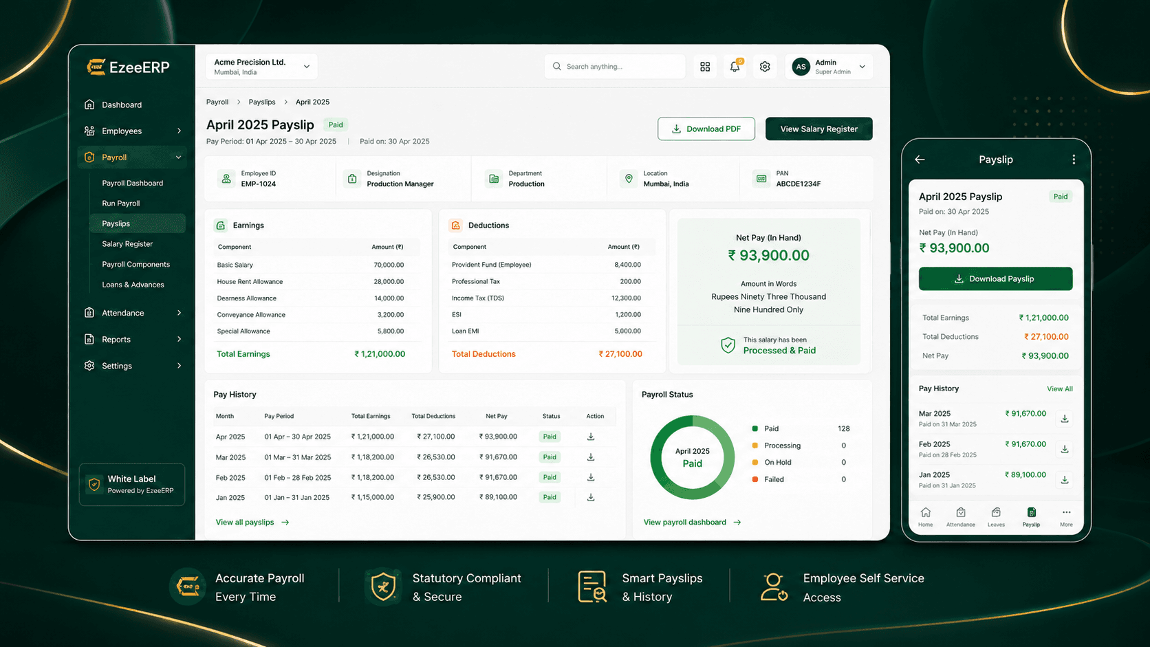 EzeeERP Payslip